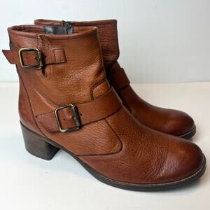 Paul Green Wyatt Leather Booties Ankle Boots Cognac Brown Size 5